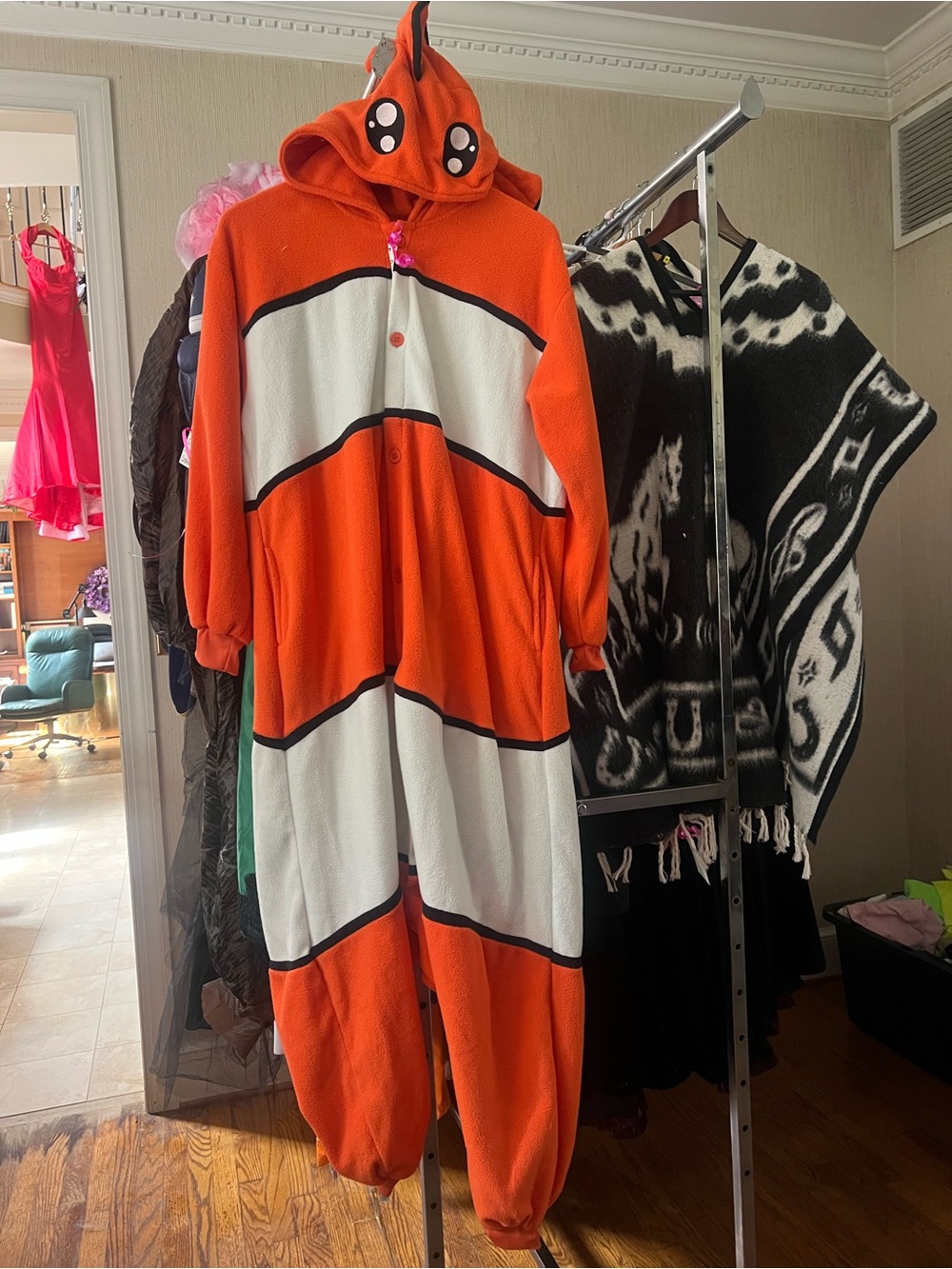 Finding Nemo ADULT Small Orange Clownfish One-Piece Hooded Costume